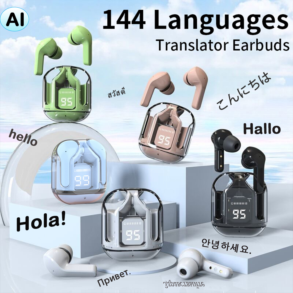 GREATWALL New AI Translation Earphones, In Ear Noise Reduction 5.3 High Definition Sound Quality Sports Fitness Wireless Earphon