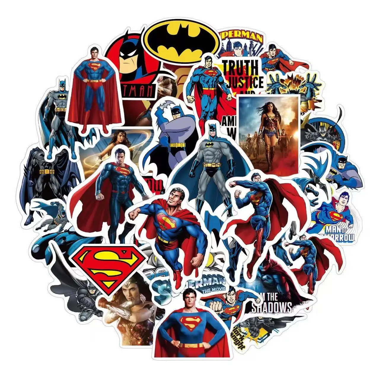 50 adesivi Superman e Batman - Vinile impermeabile |   Perfetto per la decorazione di laptop, bottiglie d'acqua e regali per gli appassionati di supereroi