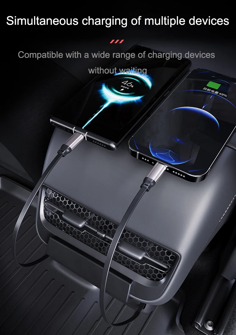 For Tesla Model 3/Y 2021-2023 Rear Air Vent Intelligent Docking Station Type-C PD 27W Fast Charger USB Extender Docking Station