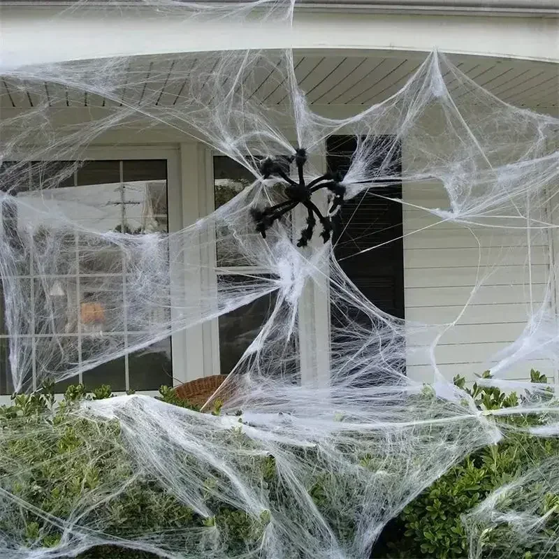 ตกแต่งฮาโลวีนแมงมุมด้ายฝ้าย Spider Web Party Props บ้านผีสิงประดิษฐ์ Spider Web Home Scary Party Decora