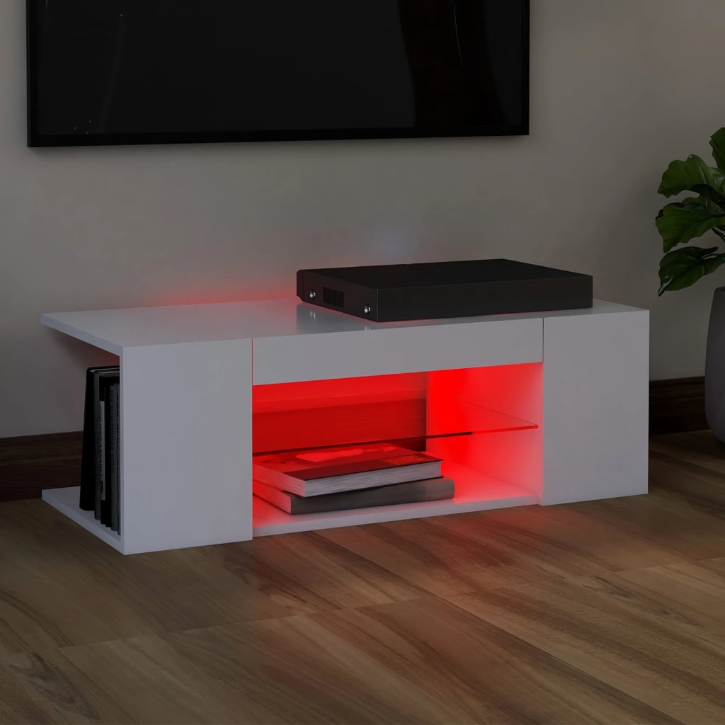 Mobile TV con luci LED bianche 90x39x30 cm
