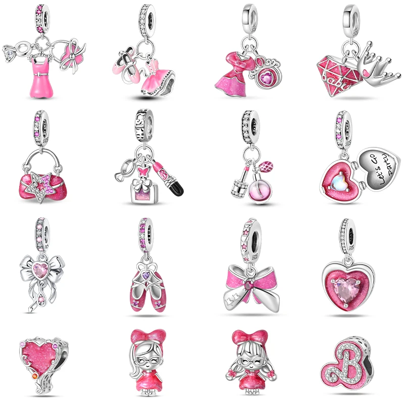 925 เงินสเตอร์ลิง Princess Powder Series ประณีตทุกวันโบว์หวาน Charms ลูกปัด Fit PAN สร้อยข้อมือเดิม DIY เครื่องประดับ