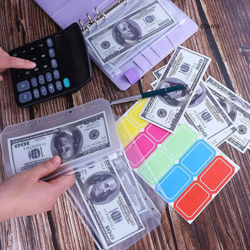 Ngân Sách Năm 2023 Chất Kết Dính Với Khóa Kéo Bao Thư Nhà Tổ Chức Với Tiền Mặt Bao Thư Cho Lập Ngân Sách Tiết Kiệm Tiền A6 Lập Kế Hoạch Với 6 Túi