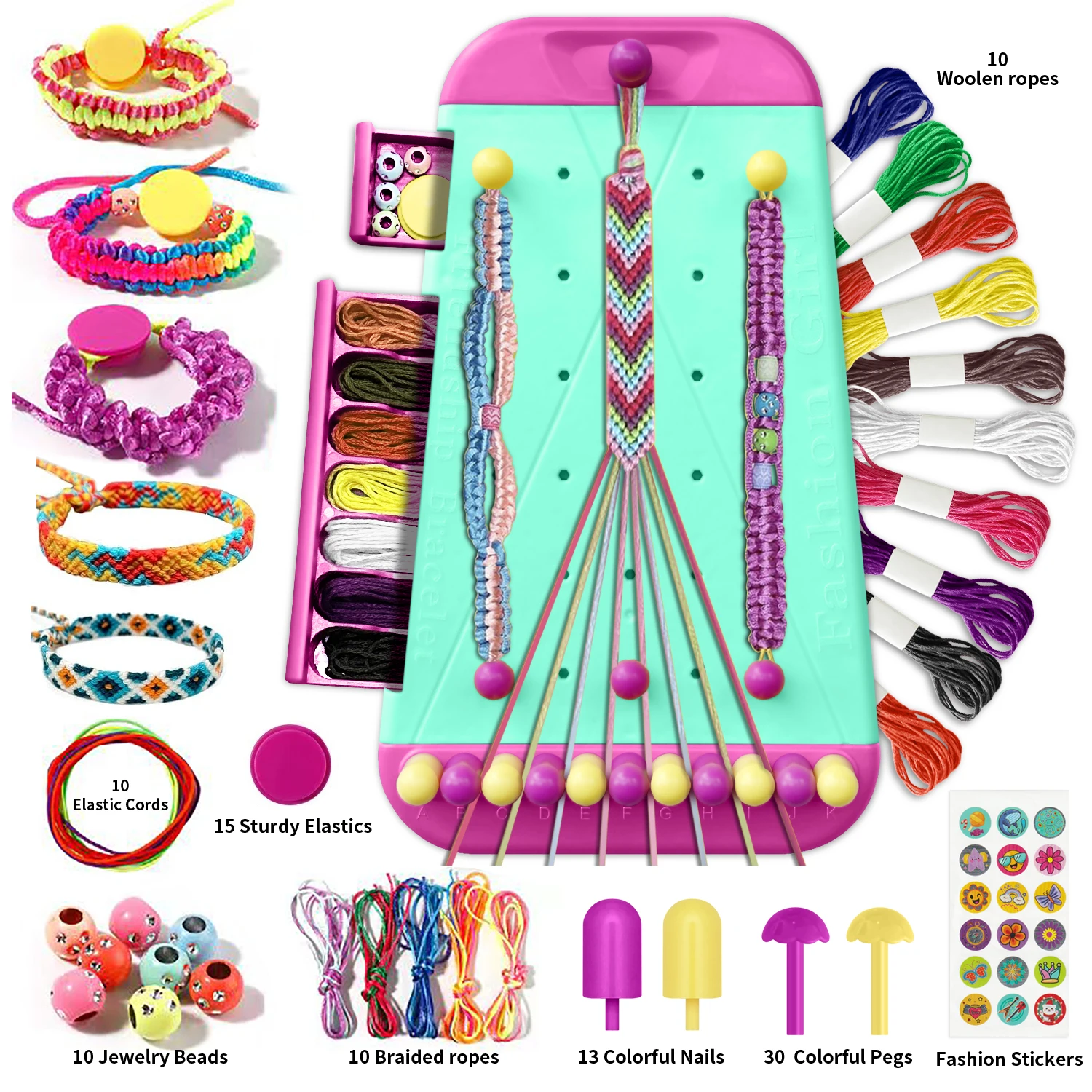 Freundschaftsarmband-Schmuckherstellungsset für Mädchen, Kunst- und Handwerksarmbänder, String MakerKit, Rollenspiel, Spielzeug, Geburtstagsgeschenk