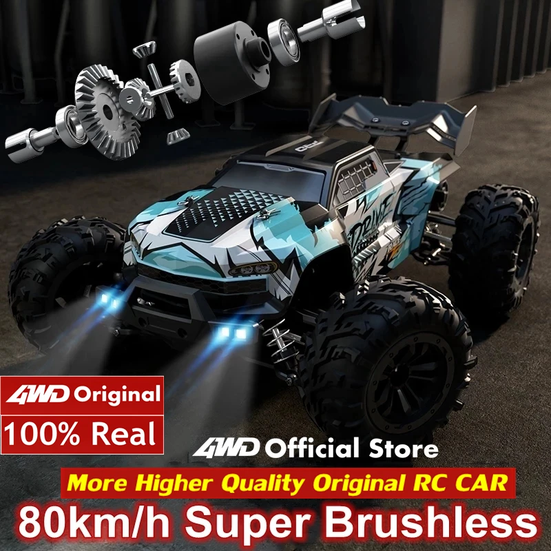 4WD 1:16 80KM/H Super bezszczotkowy 50KM/H szczotkowany samochód RC 4x4 Off Road zdalnie sterowana szybka ciężarówka wyścigowa do driftu zabawka dla dzieci dorośli