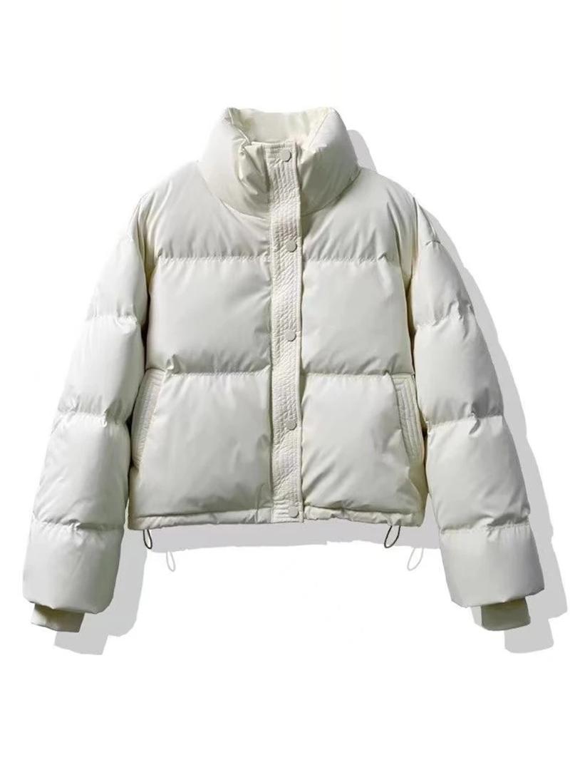 韓国スタイルショート肥厚コットンジャケット女性の上着パン Pu レザールーズフィットスタンドカラー冬新着