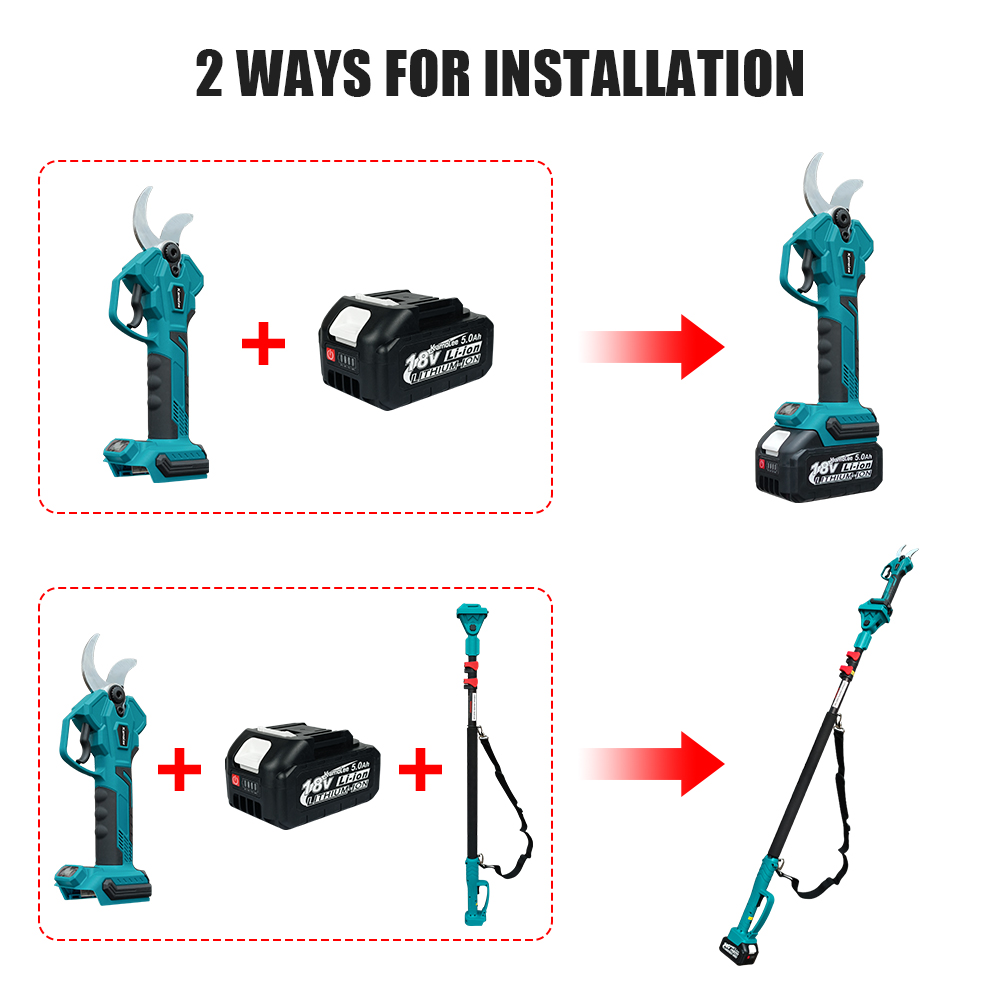 Kamolee 50 mm bürstenlose kabellose elektrische Schere, Gartenschere, Gartenschere, effizienter Obstbaum-Bonsai-Beschneider, Astschneider