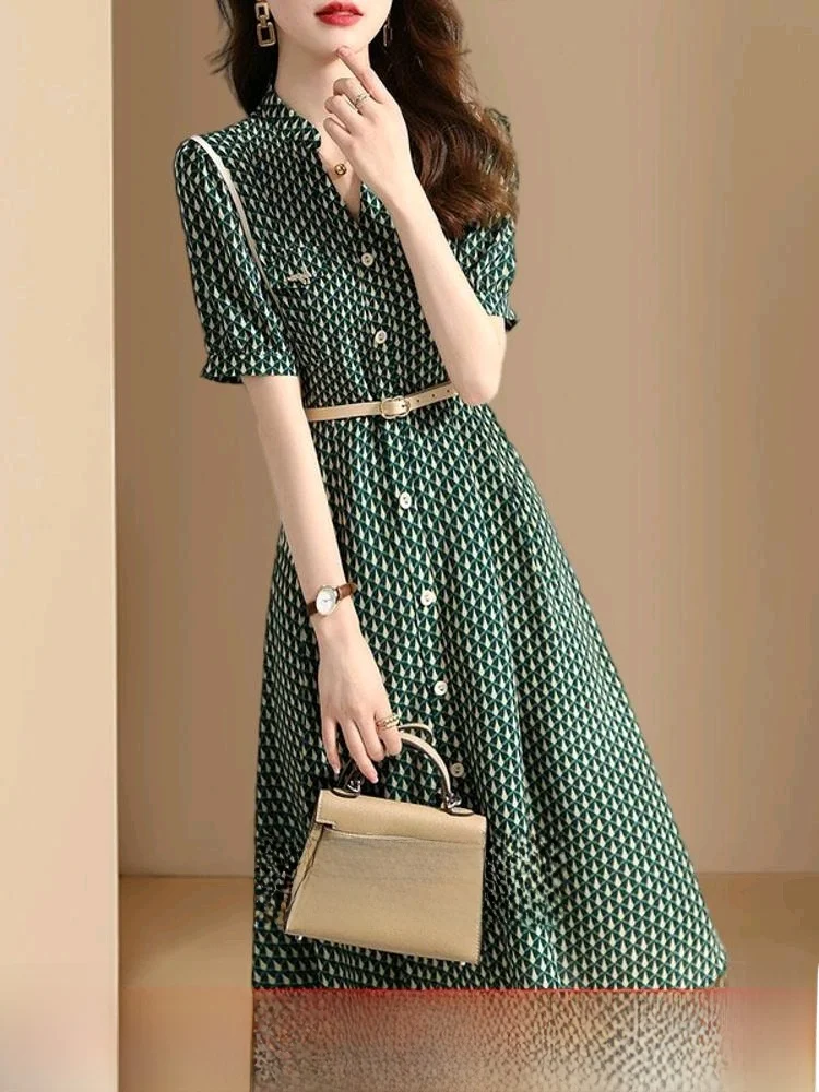 Vestido E de Seda com Etiqueta Cortada, Seda de Amora, Novo Lançamento de Verão para Mulheres, Saia A-Line de Cintura ...