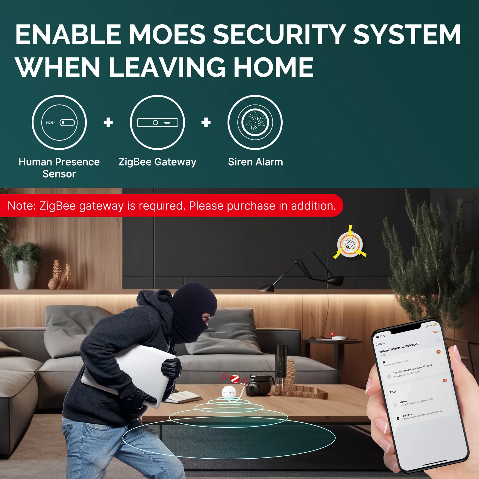MOES ZigBee Human Presence Sensor Detector Radar Wave Detection Sensor for Home Security Tuya Smart Human body Exists Sensor