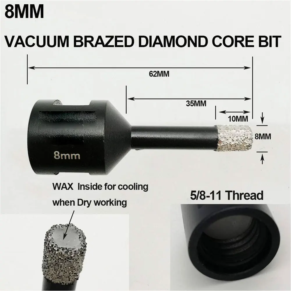M14 6-16 มม.เพชรแห้งเจาะ Core Bits กระเบื้องเซรามิครูหินแกรนิตหินอ่อนเจาะ Bits รูเกลียวเปิด