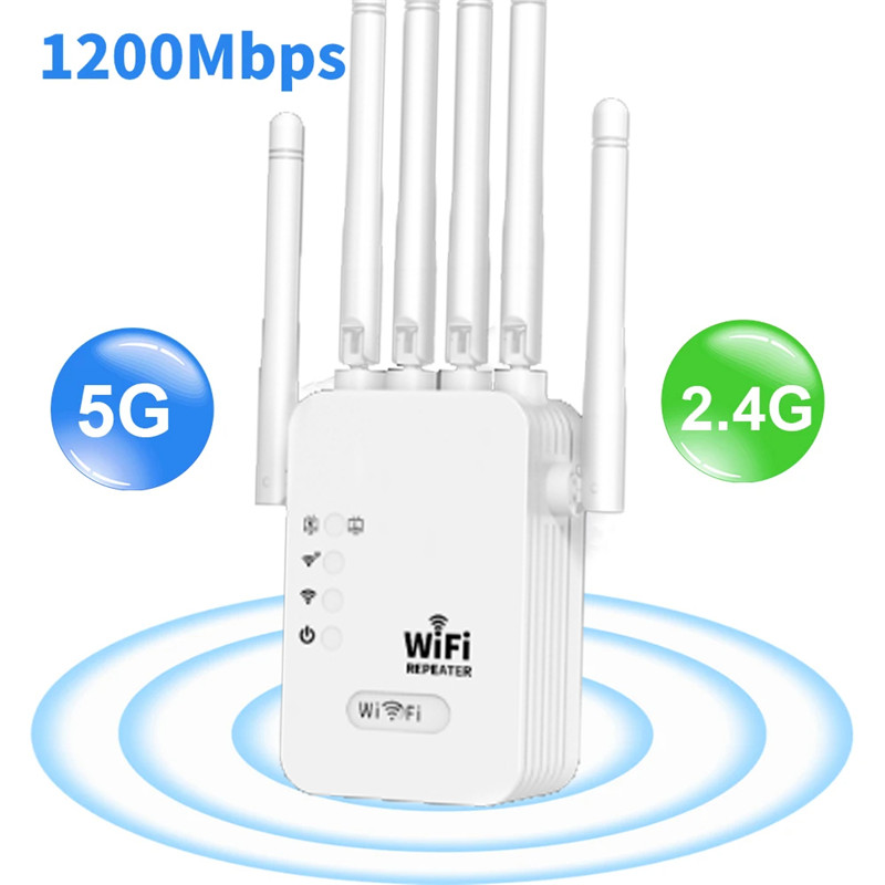 Repetidor de doble banda inalámbrico, extensor de rango de señal, enrutador de largo alcance, 1200Mbps, 2,4G, 5G, para el hogar