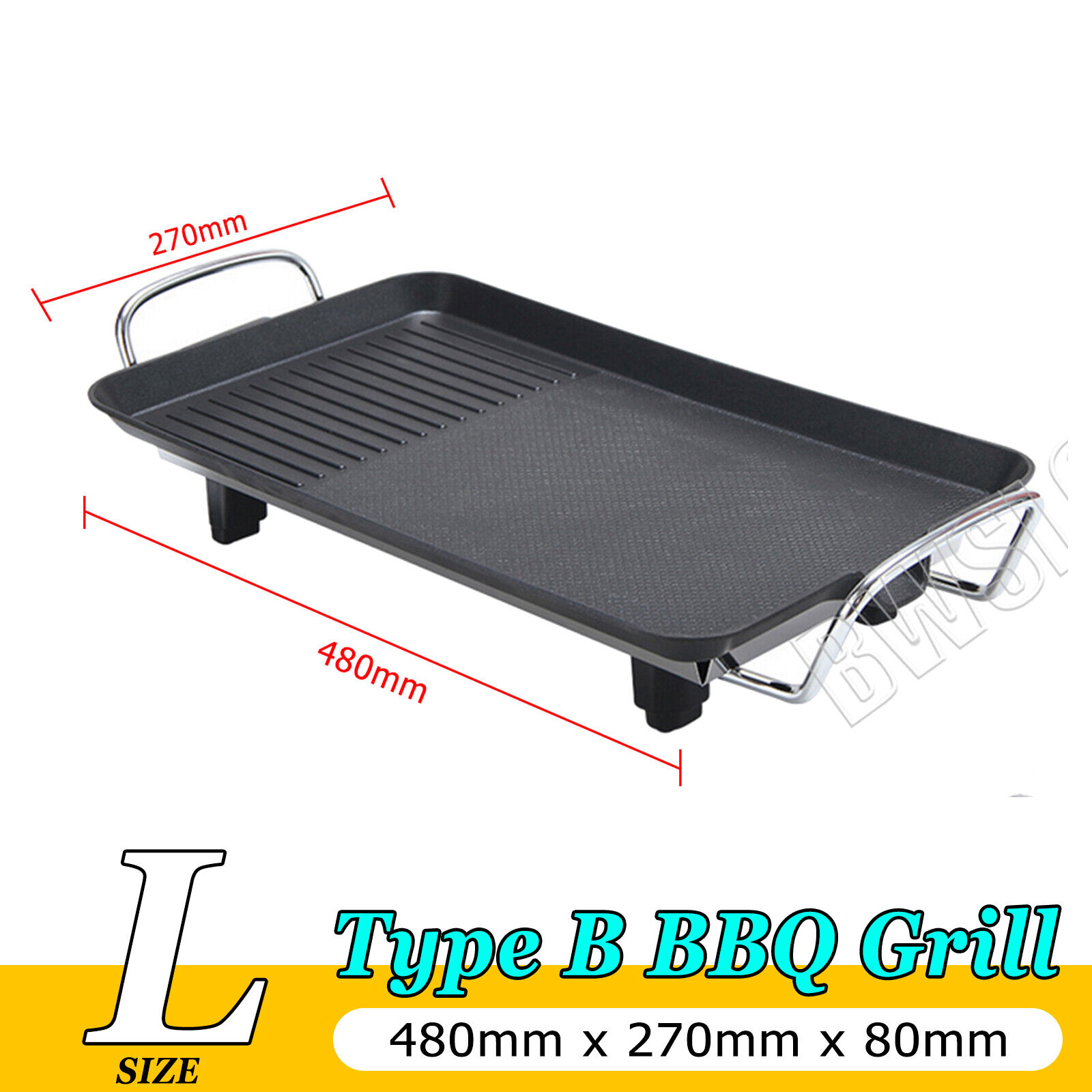 Electric Teppanyaki Grill Plate, Large Smokeless Table Top Grill Non-Stick Barbecue Hot Plate for Kitchen Dinner Party Camping