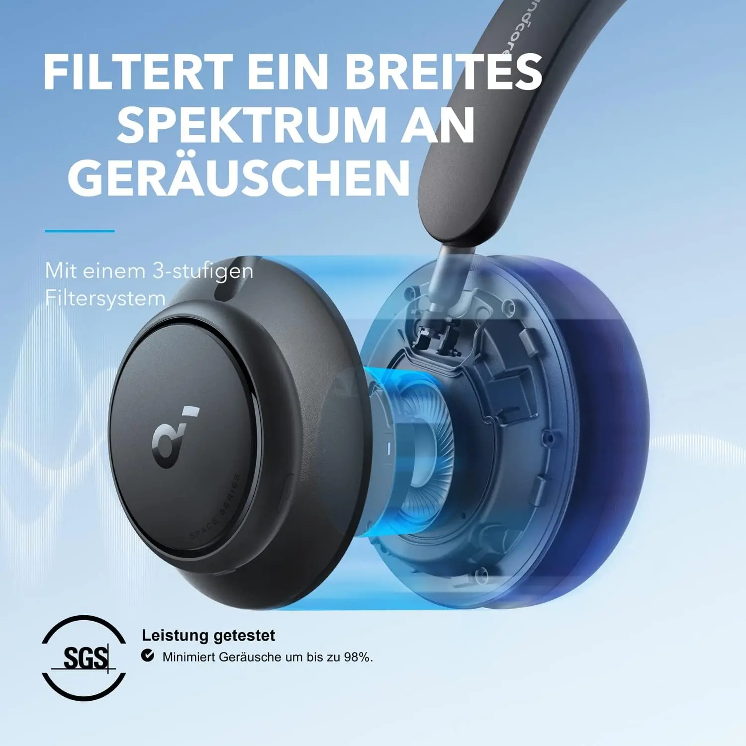 soundcore by Anker Space Q45 Bluetooth Headphones, Adaptive Active Noise Cancelling up to 98%, 50 Hours Playback, App Control, L