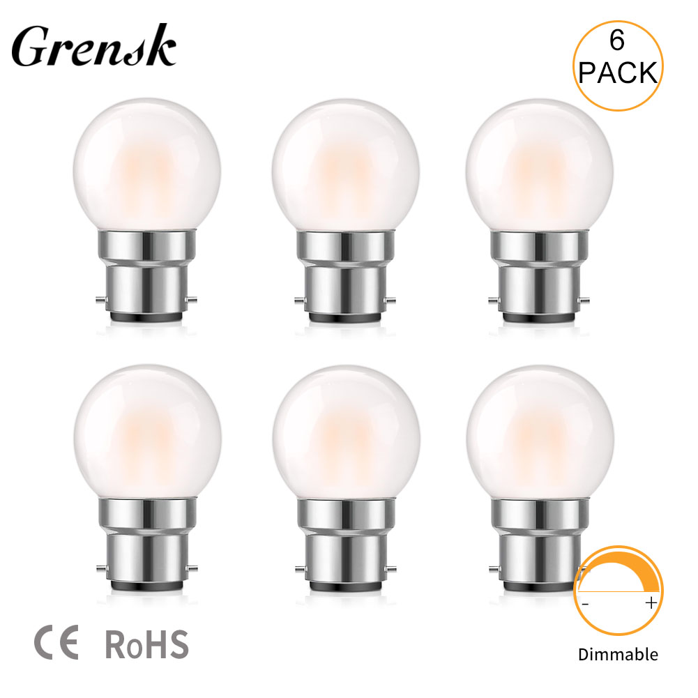 Vintage G40F LED-Glühlampe, B22 Bajonett-Sockel, Kugel-Kugellampe, 1,5 W, Milchglas, 2700 K, warmweißer Anhänger, antike milchige Glühbirnen