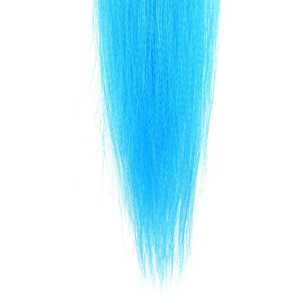 DIY 26 inch ponytail extension with elastic tie straight Sleek wrap braid yellow blue gradient ponytail