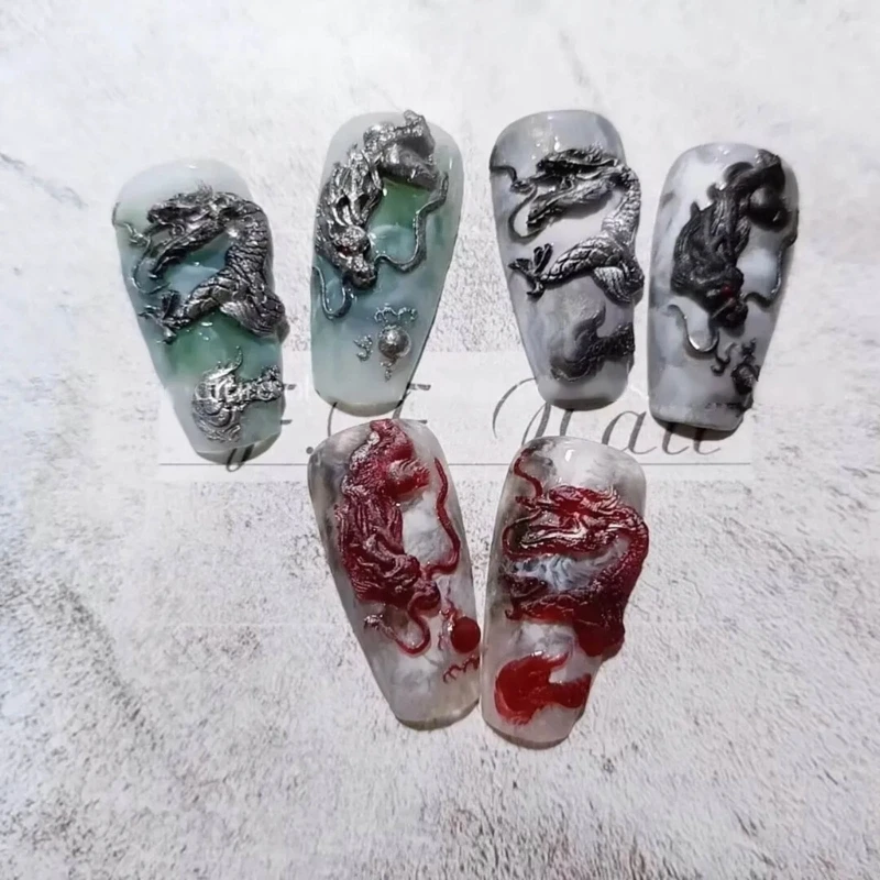 Nagelstempelschablone, Drachen-/Schlangenform, Nagelkunstformen, DIY-Nagelschnitzform, Nagelzubehör für Nagelkunst-Enthusiasten