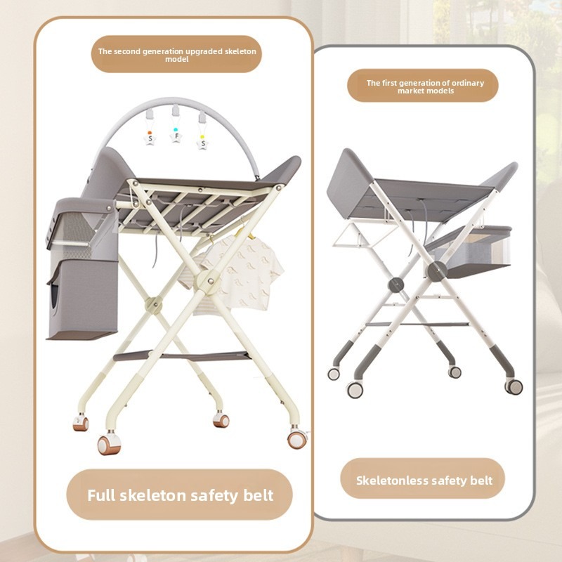 Mesa de pañales multifuncional plegable, mesa de cuidado del bebé, mesa táctil de masaje de baño para recién nacidos