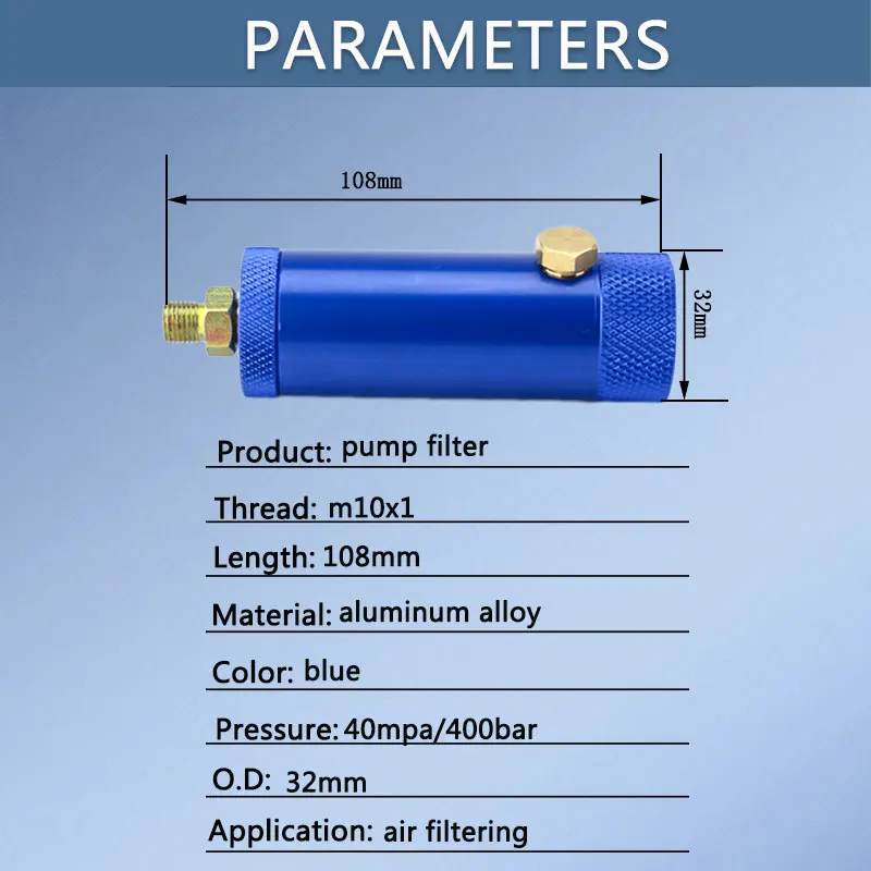แรงดันสูงปั๊มกรองความปลอดภัยวาล์ว M10x1 40Mpa น้ำแยกน้ำมันคอมเพรสเซอร์กรอง8มม.หัวต่อคอมพิวเตอร์