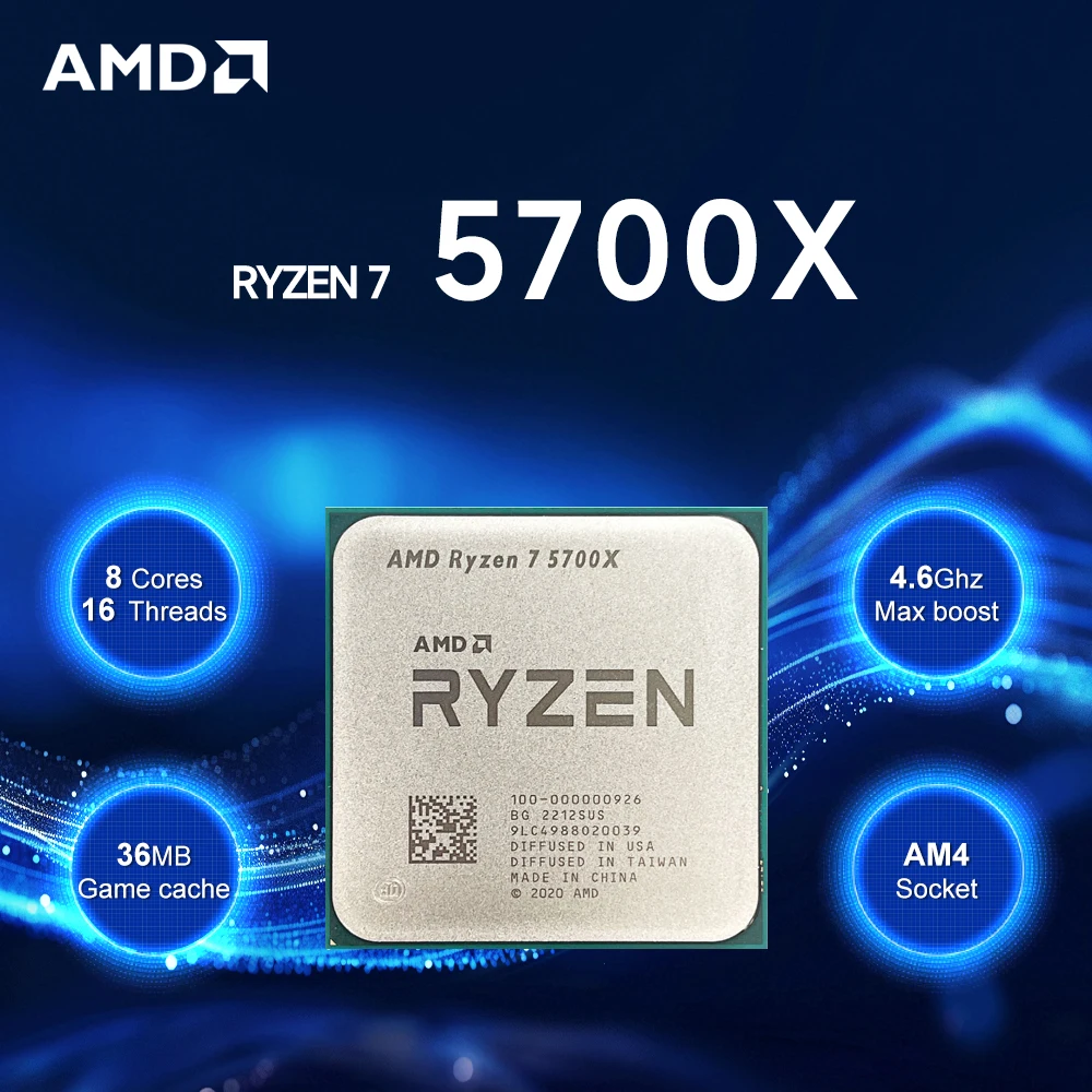 AMD Ryzen 7 5700x Nuevo procesador de 8 núcleos CPU16-Thread 4,6 GHz 7NM L3 = 32M 100-000000926 R7 5700X Socket AM4 DDR4 pero sin ventilador