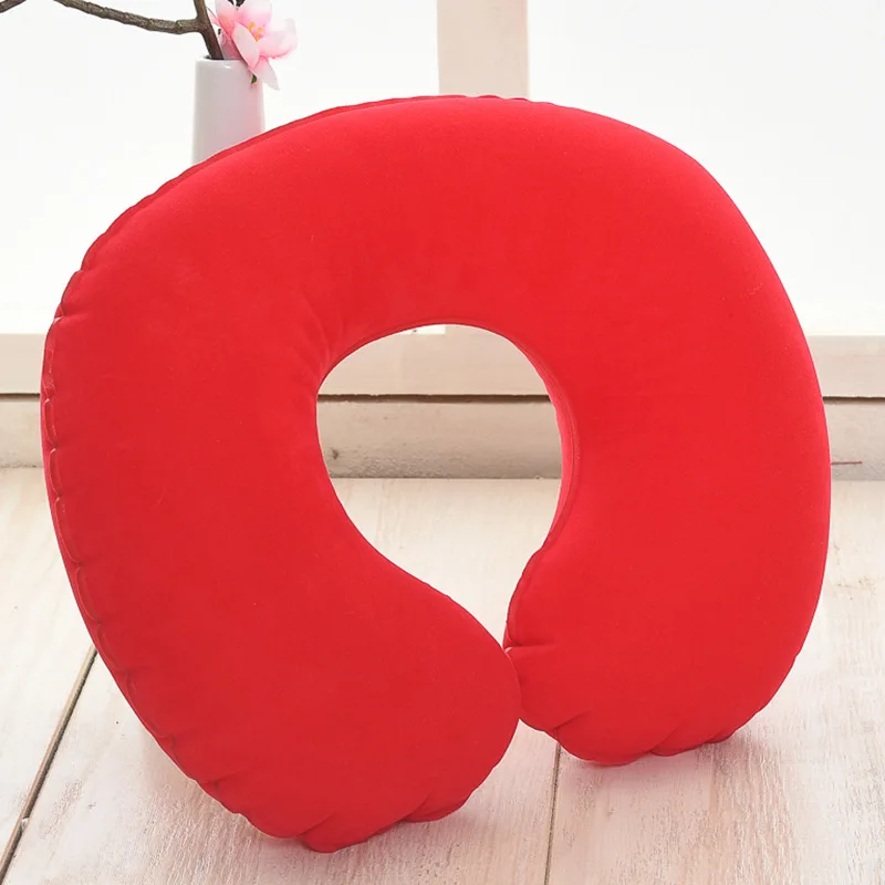Almohada inflable en forma de C, almohada de viaje para el cuello, cojín redondo portátil, 1 Uds.