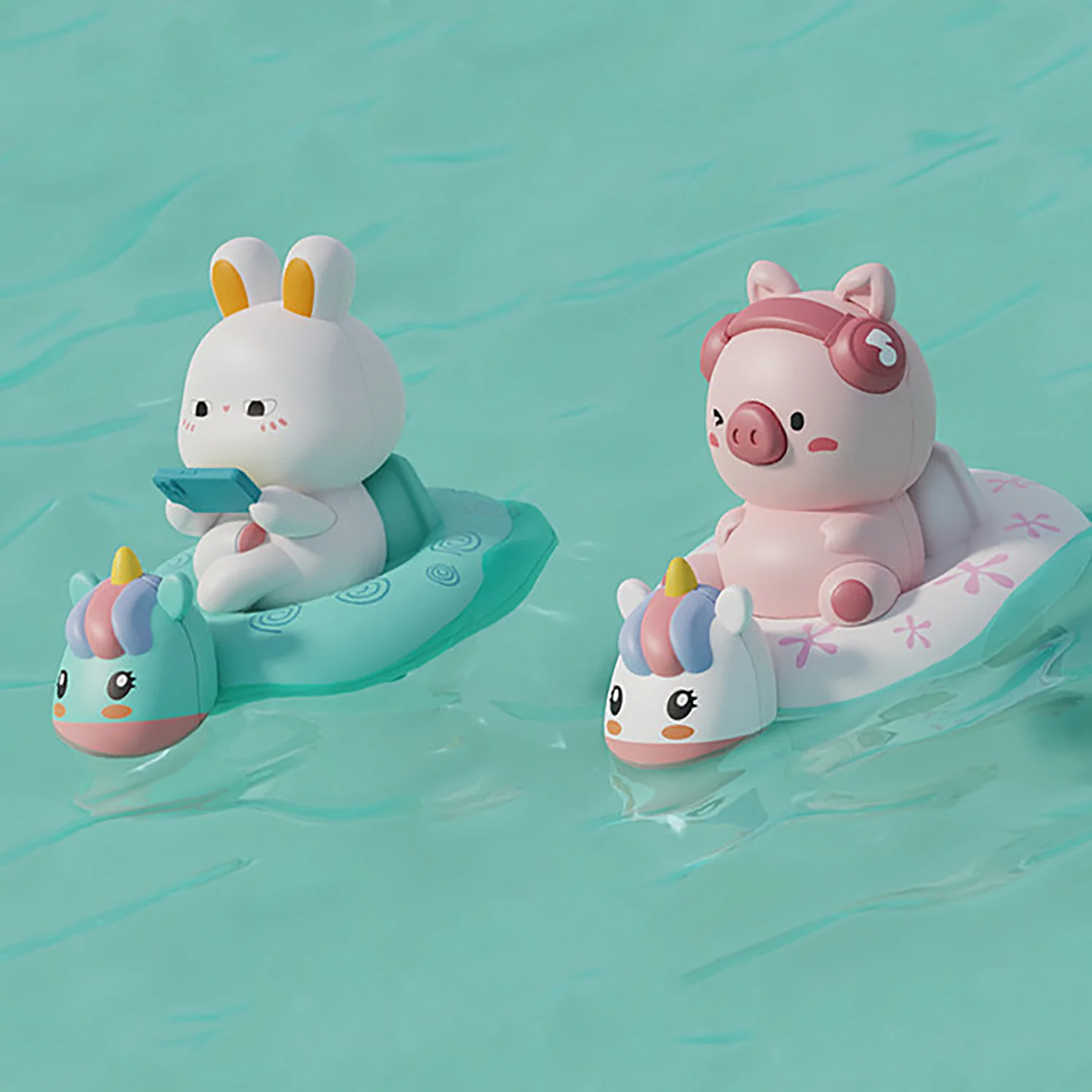 Kinder Wasser Spielen Kette Kaninchen Nettes Schwein Schwimmen Kreis Uhrwerk Rudern Baby Badezimmer Dusche Interaktives Spielzeug