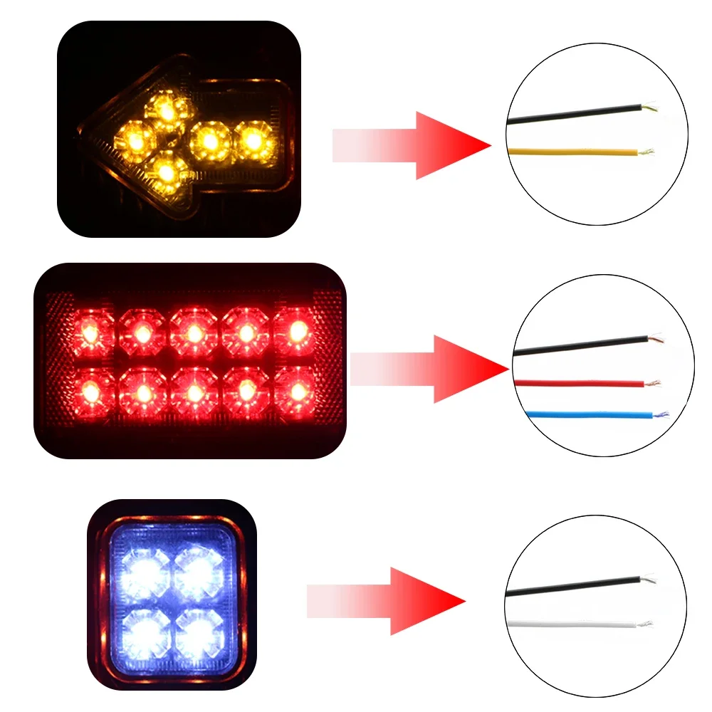 19LED ไฟท้ายย้อนกลับหยุดเบรค 12V สําหรับรถพ่วงรถบรรทุกรถบรรทุกไฟท้ายไฟเลี้ยวรถอุปกรณ์เสริม