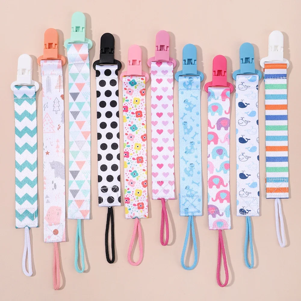 1pcs ปุ่มเด็กการ์ตูน Pacifier คลิปโซ่ริบบิ้นจุกนมหลอกโซ่ Anti-DROP BUCKLE สําหรับ Pacifier เด็กของขวัญ