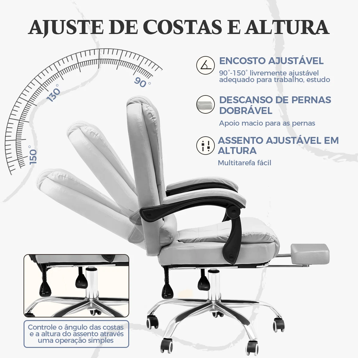 Cadeira de mesa presidencial Python Fly, cadeira de mesa com suporte encontrado e aderência ajustável (Chinza), enviado do Brasil