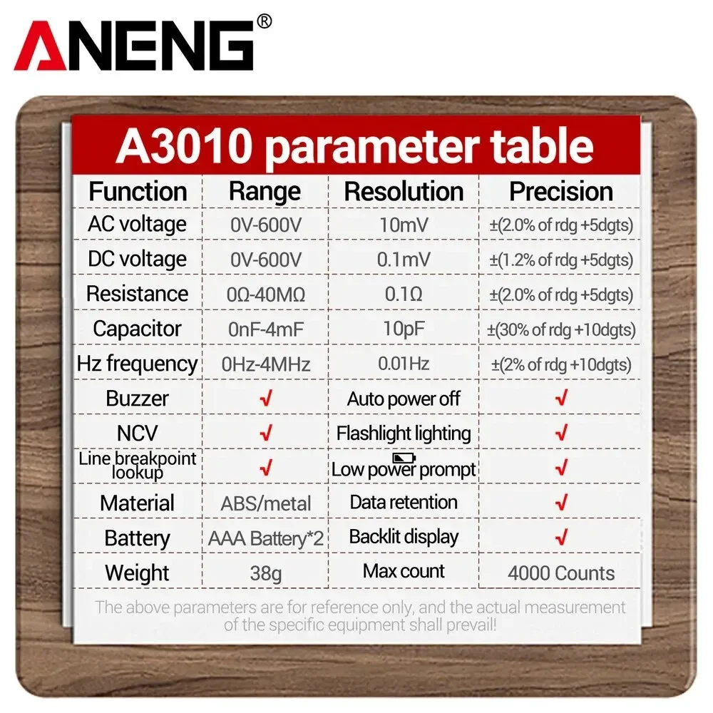 ANENG A3010 4000 Counts Smart Dual Use NCV Spannungserkennung Stifttyp Hintergrundbeleuchtung Multimeter Digitale automatische Rangierwerkzeuge