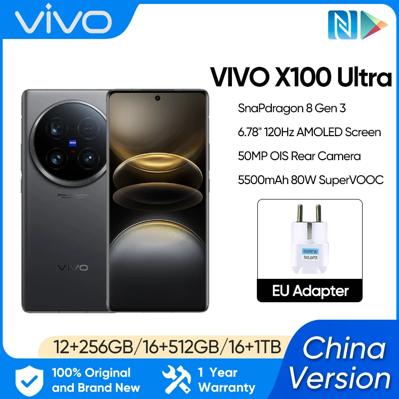 Vivo X100 Ultra 5G SmartPhone 6,78 "120Hz Snapdragon 8 Gen 3 Octa core 5500mAh batería 80W cargador 50MP cámaras traseras 30W Wireles