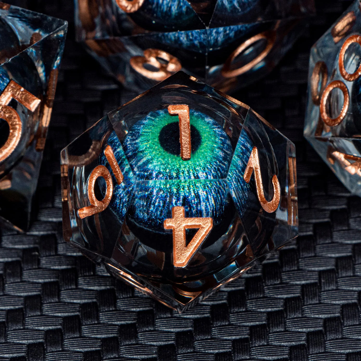 Dnd D20 ブラックブルーリキッドフローアイダイスセット & リング D と D シャープエッジダイスダンジョンとドラゴンパスファインダーロールプレイングゲーム用