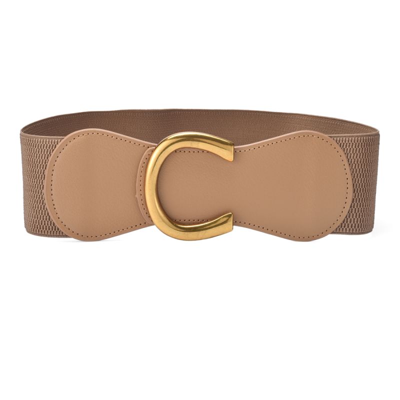 Cinturón elástico ancho para mujer, cinturón elástico para vestido, talla grande con hebilla grande dorada