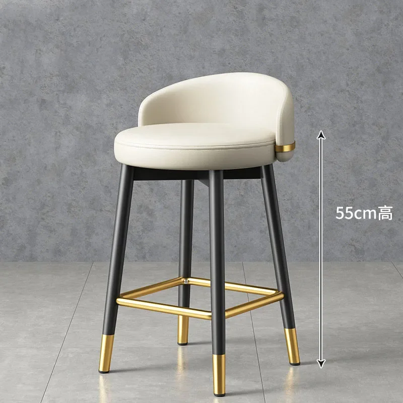 Modern bar stools, restaurant black leather stools, luxurious high-quality bar furniture