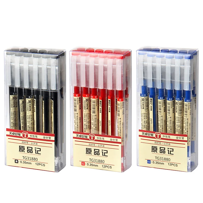 Bolígrafo de punta fina japonesa de 0,35mm, bolígrafo de Gel de tinta negra, azul y roja, suministro de papelería para escritura de estudiantes y escuela