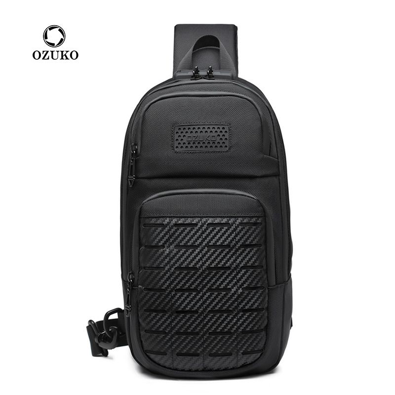 Ozuko mochila bolsa de peito bolsa de ombro carregamento usb pacote crossbody escola curta viagem mensageiro sacos oxford sling pacote