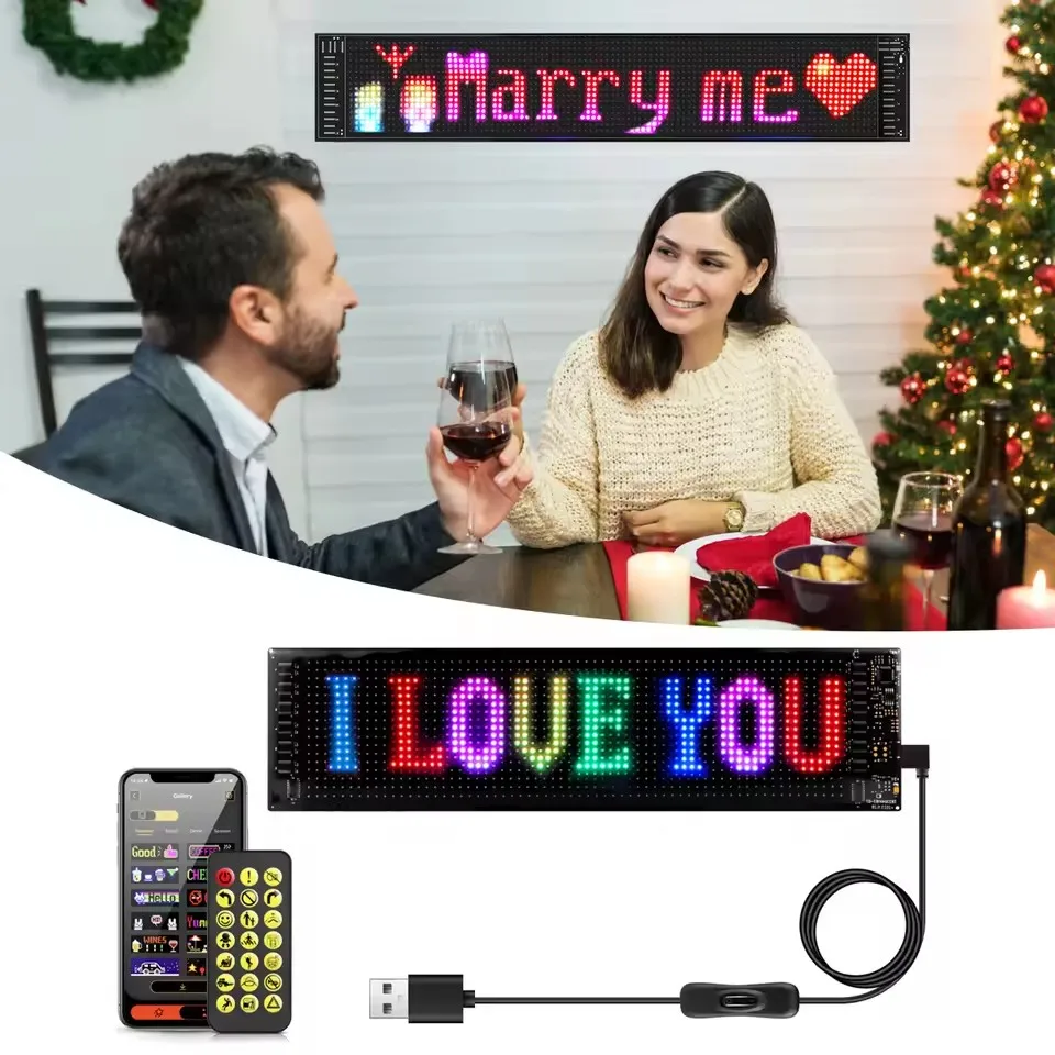 Car Mounted LED Flexible Screen USB 5V Advertising Display APP/Remote Control Waterproof DIY Programmable Bar Store Decoration