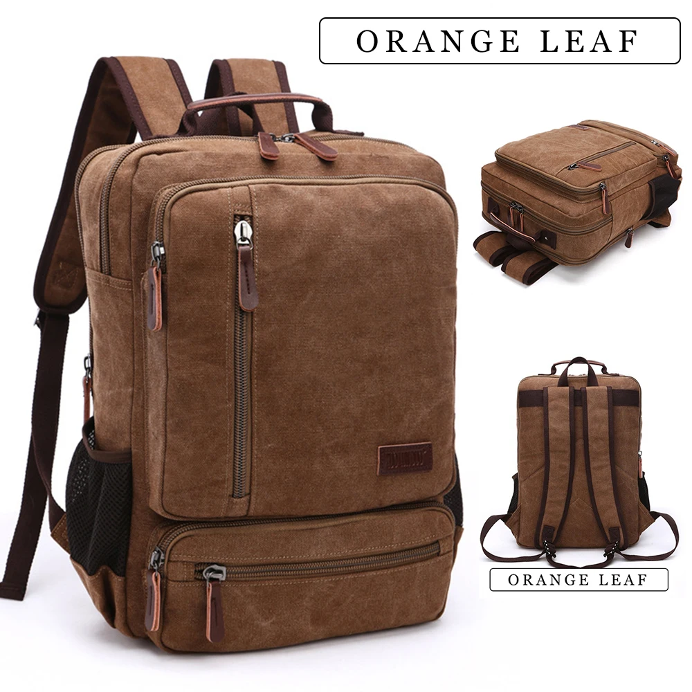 Mochila de lona Vintage para hombre, bolso de hombro de viaje de gran capacidad, bolso de estudiantes de moda de alta calidad, mochila para ordenador portátil para hombre