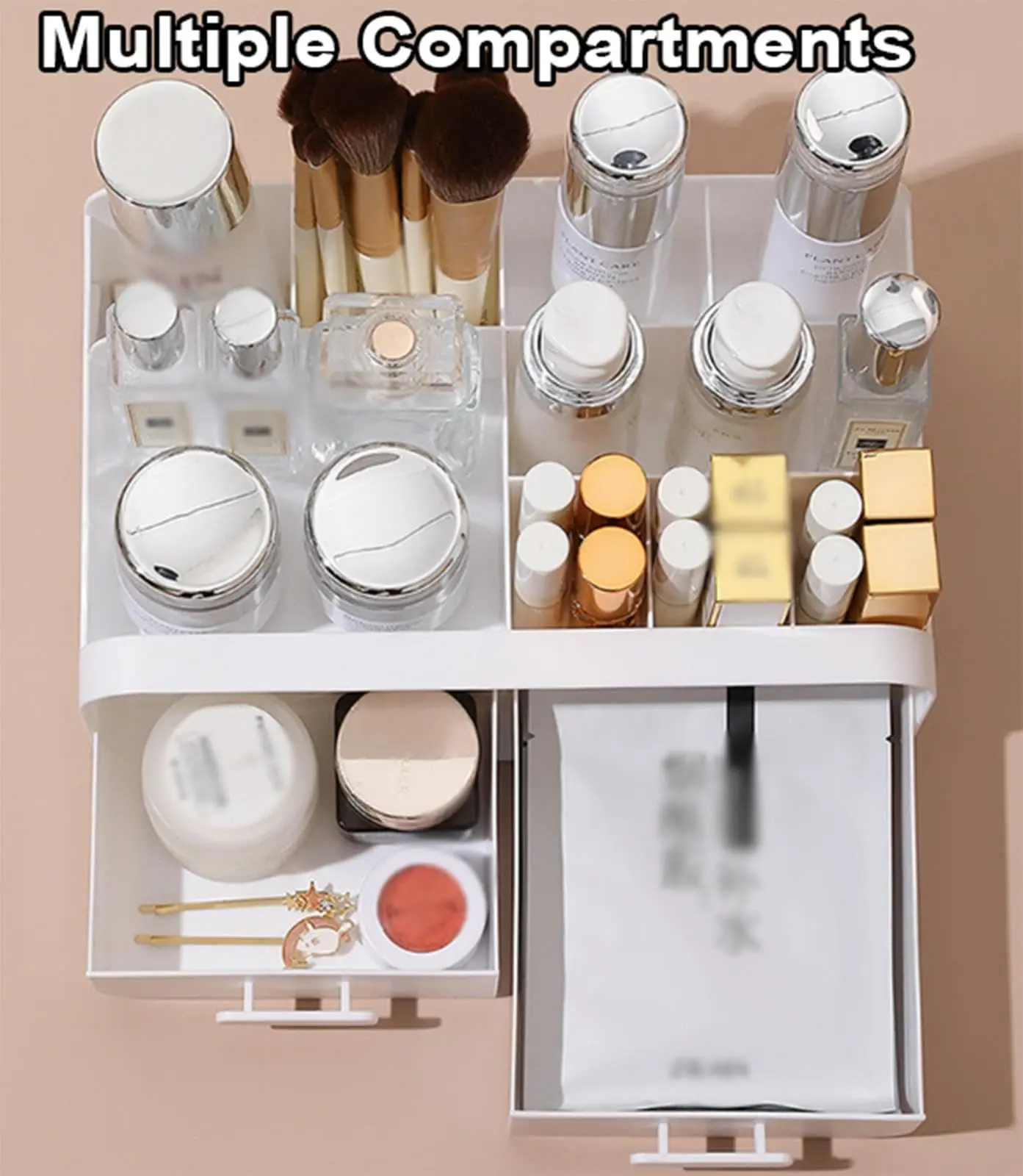 Cosmetics Makeup Storage Box Plastic Storage with 2 Drawer Home Organizer Box Makeup Case ﻿