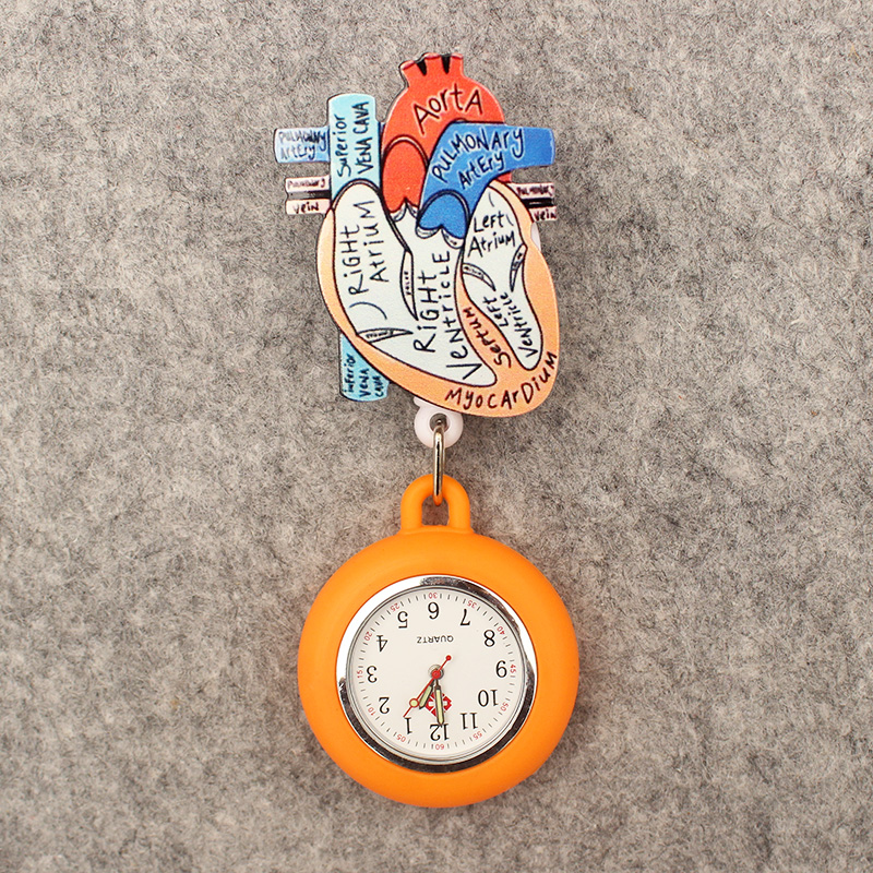 Reloj de bolsillo retráctil con Clip para hombre y mujer, reloj de bolsillo elástico, estilo cardíaco, Salud de dibujos animados