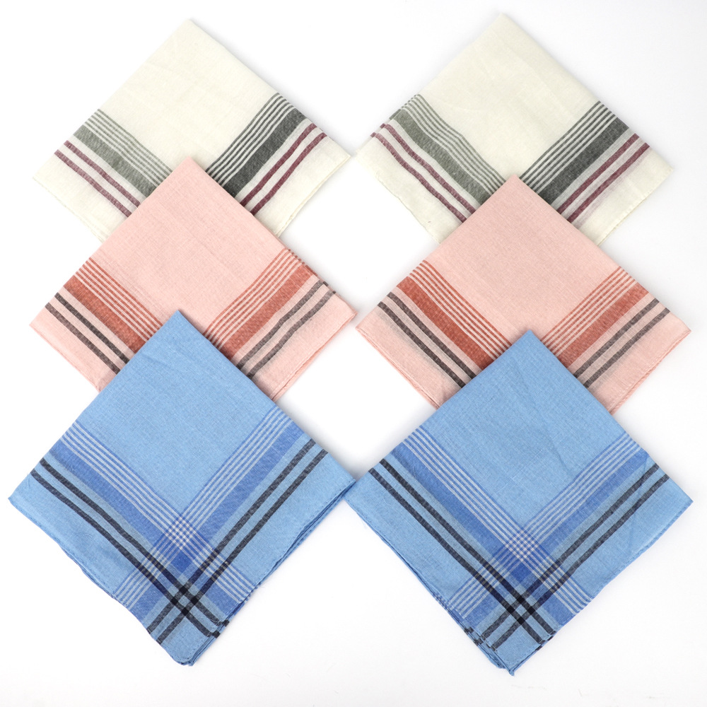 6 Stück Herren-Taschentuch, gemischt, kariert, gestreift, Polyester-Baumwolle, Taschentuch, altmodisch, nostalgisch, klassisch, 36 x 36 cm