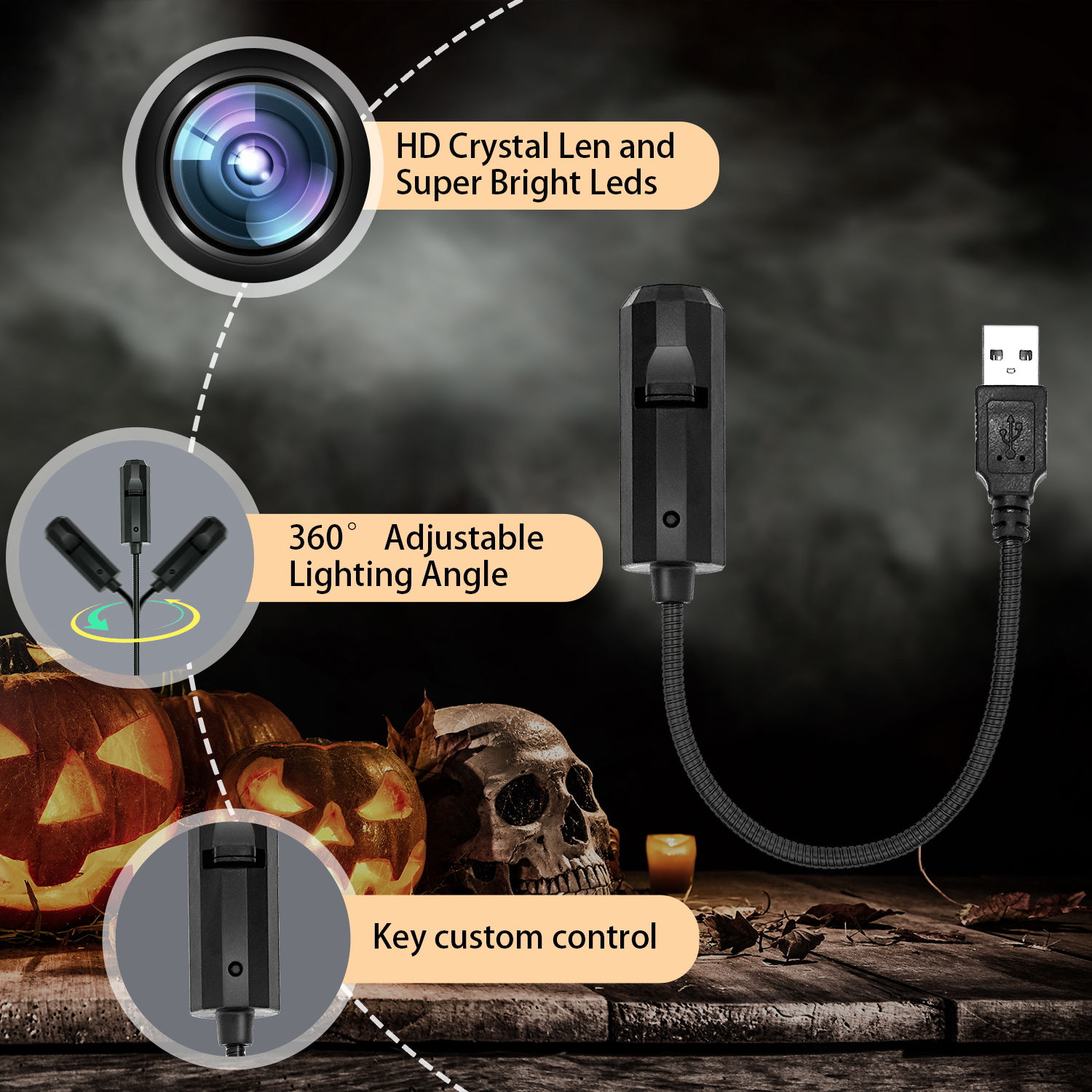 LED-sfeerprojectielicht, creatief ontwerp met pompoenkop en kasteel, feestelijk sfeerlicht, Halloween-decoratie voor thuis