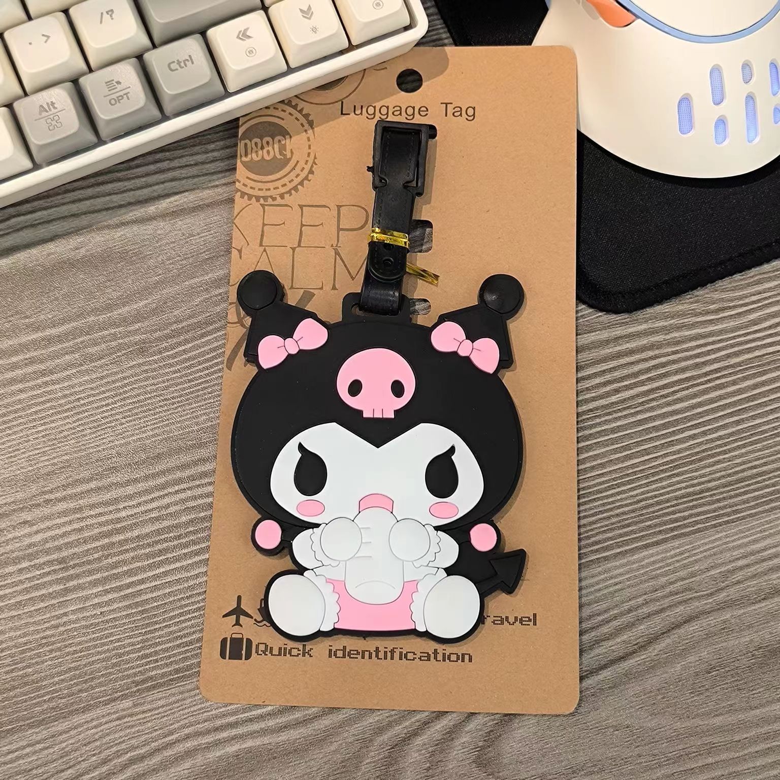 Etiqueta de equipaje de PVC con dibujos animados Kuromi, accesorios de viaje, etiqueta portátil para maleta