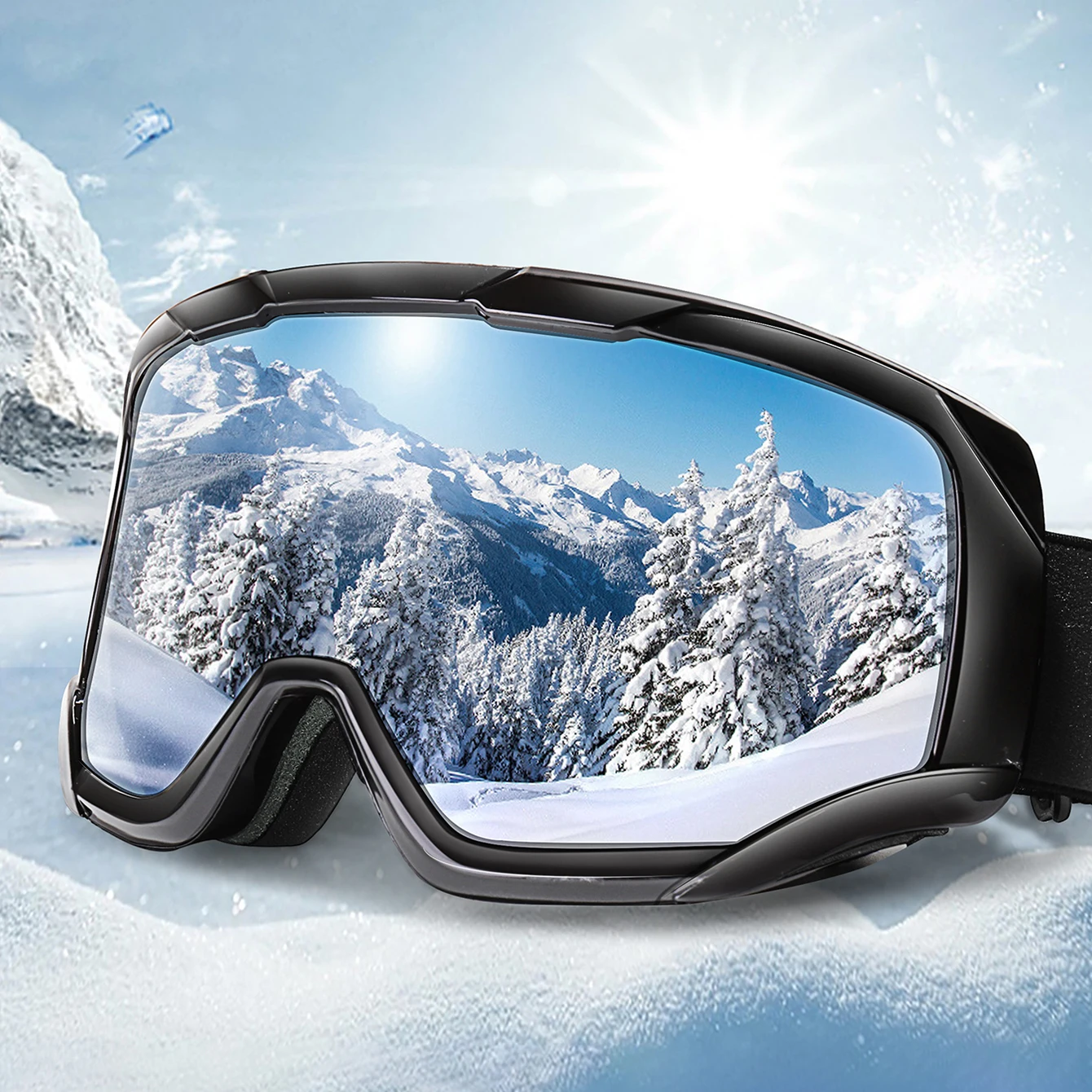 Snowboard snowmobile óculos de esqui esporte ao ar livre à prova de vento camadas duplas anti-nevoeiro uv400 eyewer grande máscara de esqui