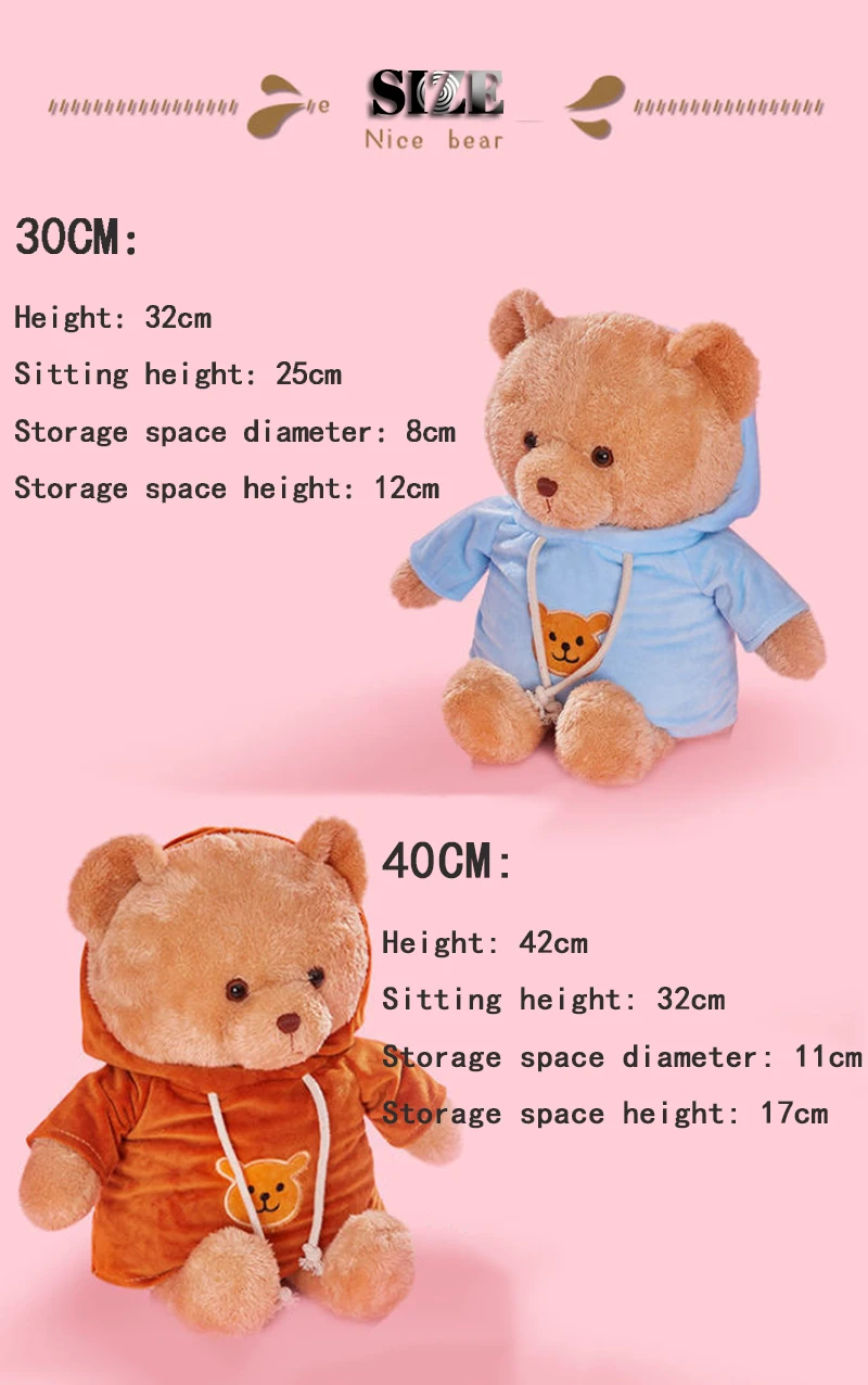 30/40 ซม.ตุ๊กตาหมีซ่อนตู้นิรภัยเก็บปลอดภัยช่องSight Secret Stashกล่องของขวัญสร้างสรรค์เงินเครื่องประดับเด็กตุ๊กตาหมี
