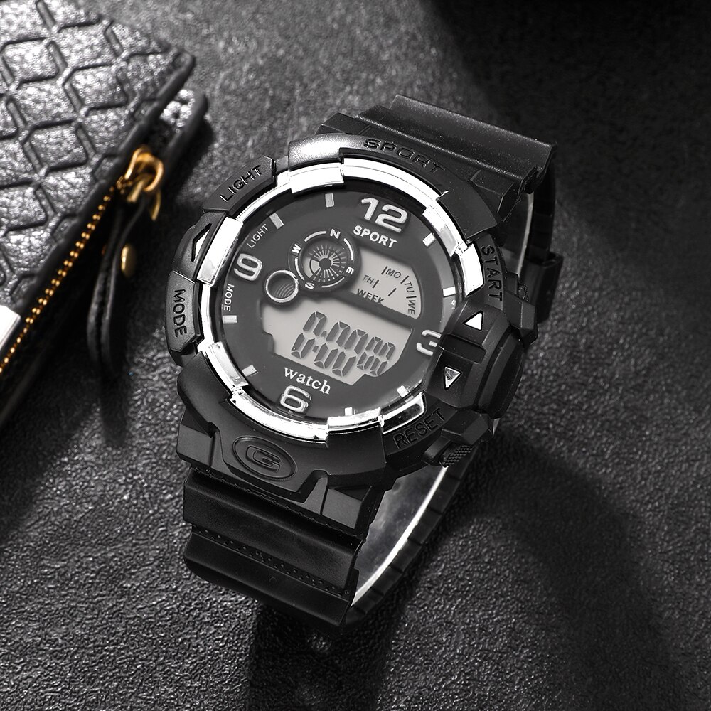 Cool Luminous Men Sport Watch High End Silicone Strap Relógio de pulso militar Led Calendário Waterproof Digital Relógios