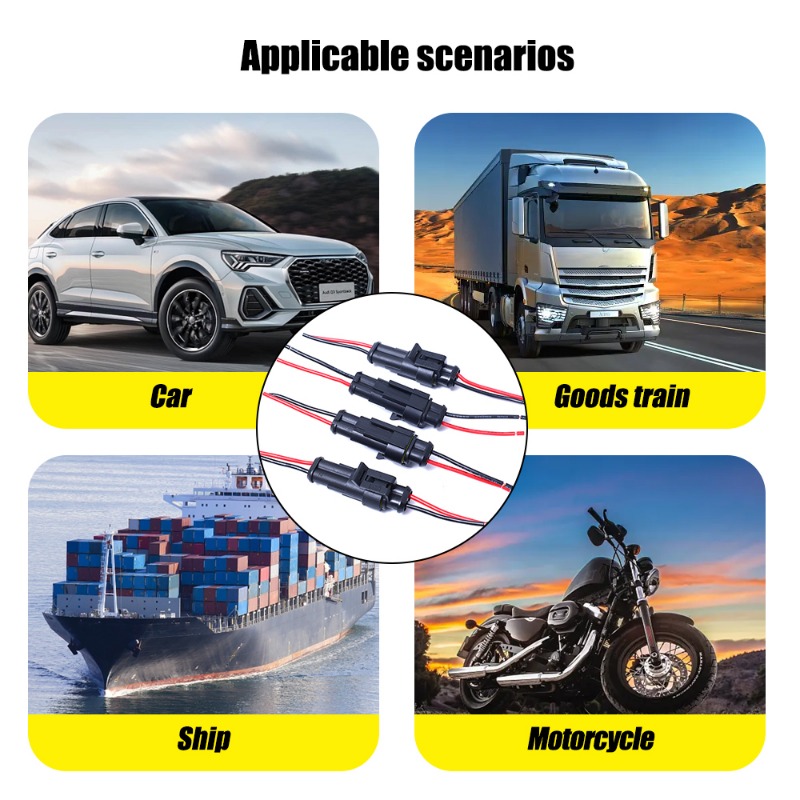 Conector à prova d'água para carro, 2 pinos, auto, motocicleta, scooter, marinho, à prova d'água, macho, fêmea, conector elétrico com fio