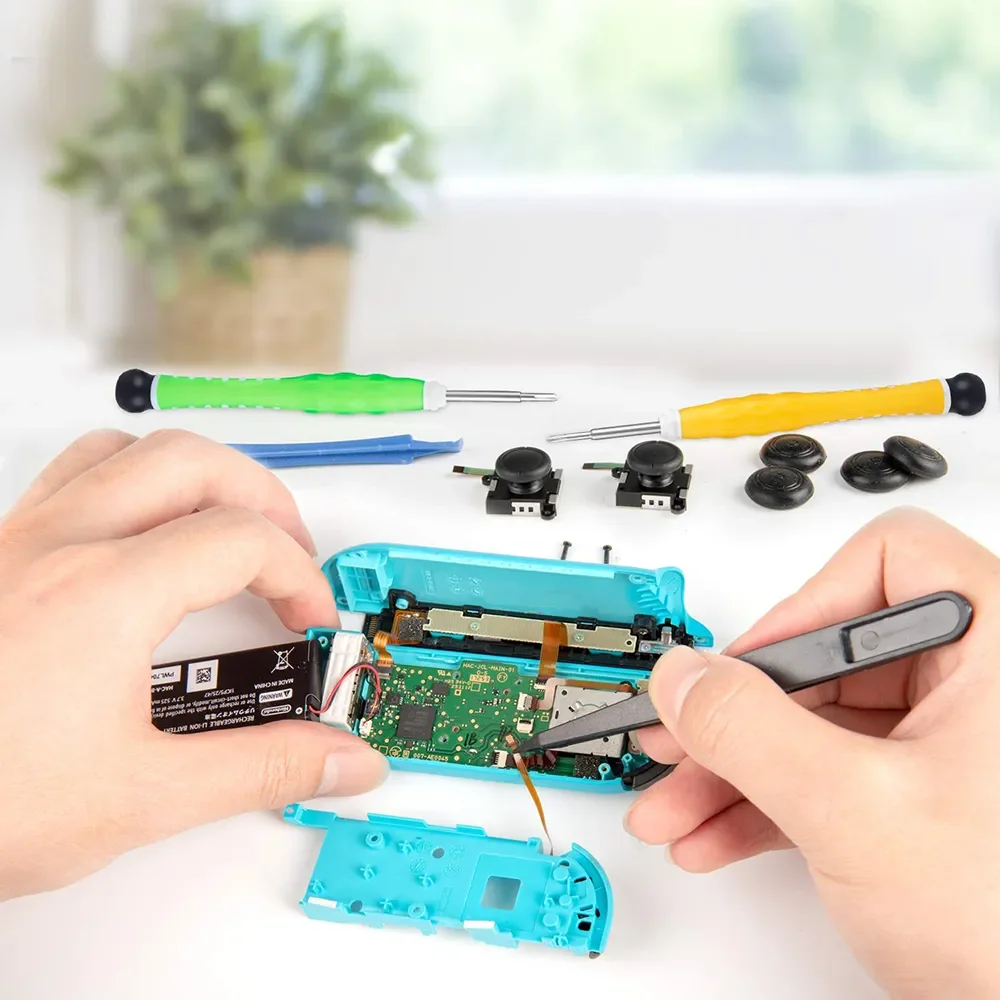 Nin-tendo Switch用オリジナル交換ジョイスティック、3Dジョイスティックアナログサムスティック、Switch Lite Joy-Conコントローラー用修理ツール付き