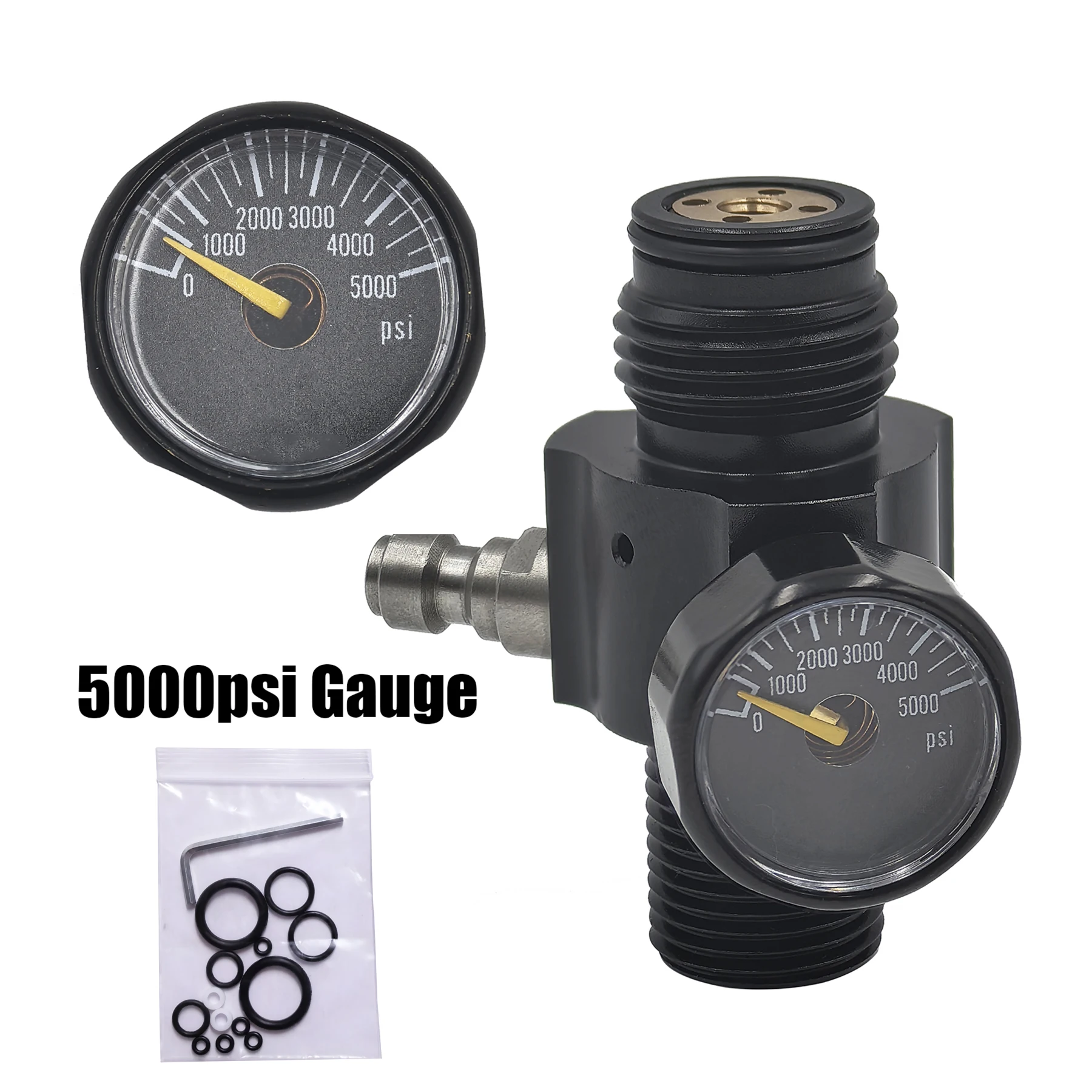Air Tank Cylinder Regulator Valve Adjustable Output pressure 0 to 2500psi Threads M18*1.5 With 40Mpa/350bar/5000psi Gauge