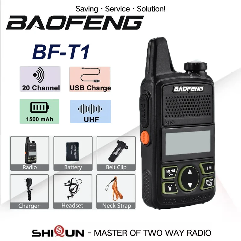 Baofeng BF-T1 MINI Walkie Talkie Kinder Woki Toki USB Ladegerät Kind Intercom HF Transceiver Tragbare CB Ham Radios UHF Sender