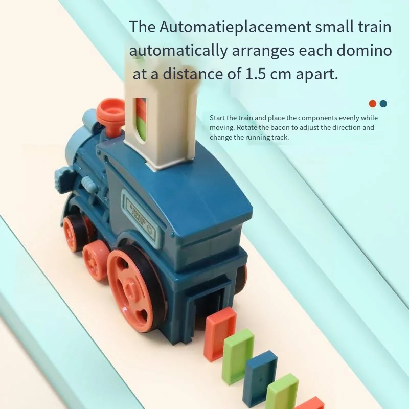 Treno de dominó para crianças, carro elétrico automático, conjunto de dominó colorido, brinquedos educativos, blocos, presente para meninos e meninas